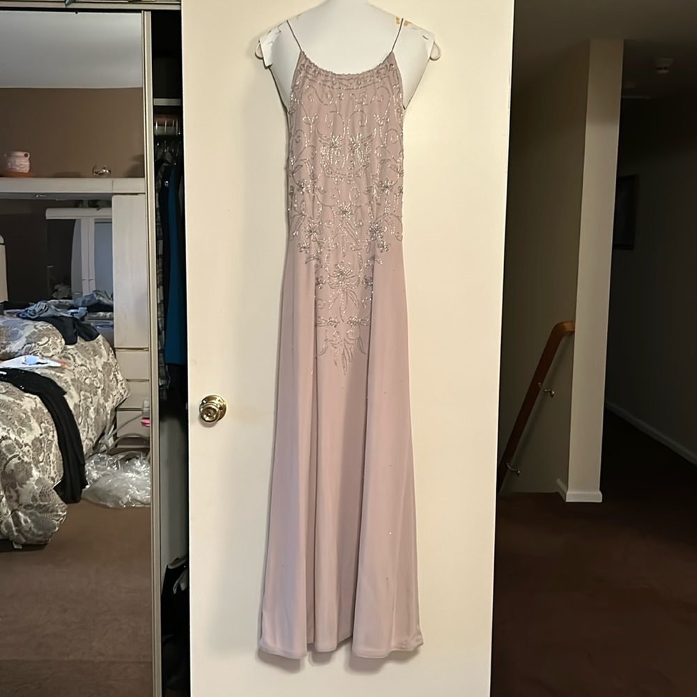 Beaded Cream Floor Length Gown Size S